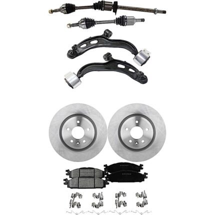 TrueDrive 7-Piece Kit Front, Driver and Passenger Side, Lower Control Arm with Axle Assemblies, Brake Discs, and Brake Pad Set