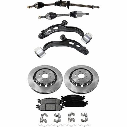 TrueDrive 7-Piece Kit Front, Driver and Passenger Side, Lower Control Arm with Axle Assemblies, Brake Discs, and Brake Pad Set, 352mm Front Disc