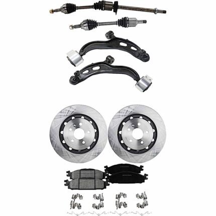 TrueDrive 7-Piece Kit Front, Driver and Passenger Side, Lower Control Arm with Axle Assemblies, Brake Discs, and Brake Pad Set, 352mm Front Disc