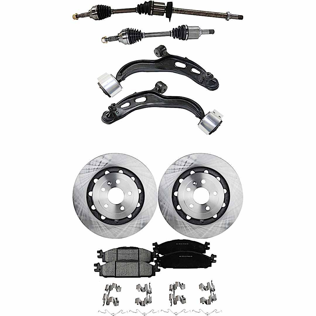 kit-052722-463_1.jpg TrueDrive 7-Piece Kit Front, Driver and Passenger Side, Lower Control Arm with Axle Assemblies, Brake Discs, and Brake Pad Set, 352mm Front Disc - Image 1