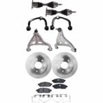 TrueDrive 9-Piece Kit Front, Driver and Passenger Side, Upper and Lower Control Arm with Axle Assemblies, Brake Discs, and Brake Pad Set, with 7-Stud Rotor