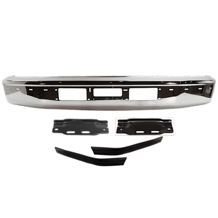Replacement 5-Piece Kit, Front, Driver and Passenger Side Bumper, Chrome, Includes (1) Bumper, (2) Bumper Bracket, and (2) Bumper Trim