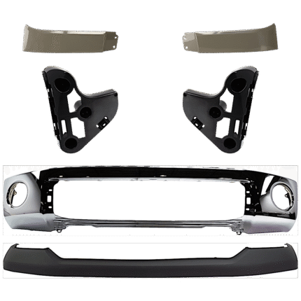 Replacement 6-Piece Kit, Front Bumper, Chrome, Includes (1) Bumper, (2) Bumper Bracket, (1) Bumper Cover, and (2) Headlight Filler