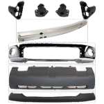 Replacement 8-Piece Kit, Front Bumper, Chrome, Includes (1) Bumper, (4) Bumper Bracket, (1) Bumper Cover, (1) Bumper Reinforcement, and (1) Valance