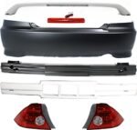 Replacement 6-Piece Kit Rear Spoiler, includes Bumper Absorber, Bumper Cover, Bumper Reinforcement, and Tail Lights
