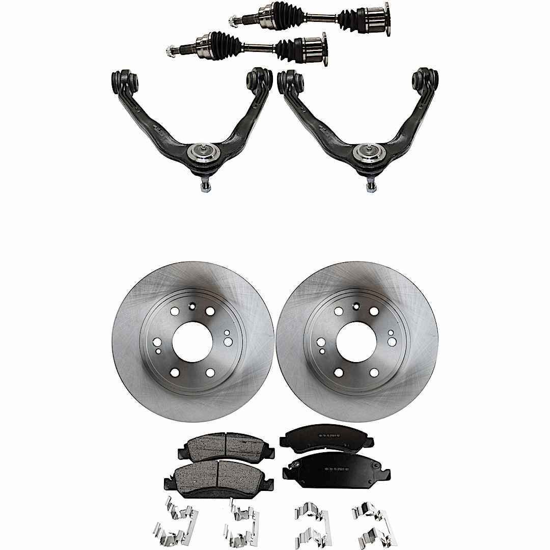 kit-060222-012_1.jpg TrueDrive 8-Piece Kit Front, Driver and Passenger Side Axle Assembly, All Wheel Drive, Includes Brake Discs, Brake Pad Set, and Control Arms - Image 1