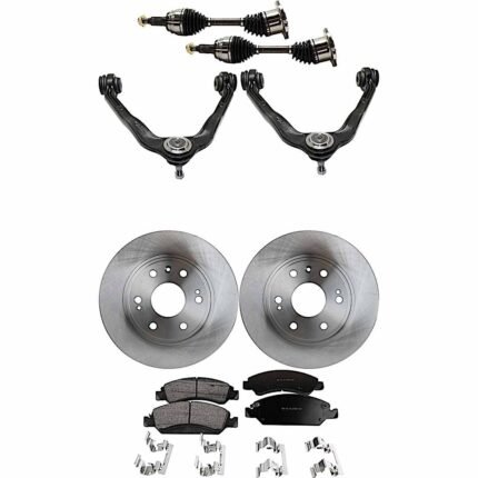 TrueDrive 8-Piece Kit Front, Driver and Passenger Side Axle Assembly, 4WD/RWD, Includes (2) Axle Assembly, (2) Brake Disc, (1) Brake Pad Set, and (2) Control Arm