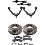 TrueDrive 8-Piece Kit Front, Driver and Passenger Side Axle Assembly with Brake Discs, Brake Pad Set, and Control Arms, All Wheel Drive, with 7,300 lbs. GVW