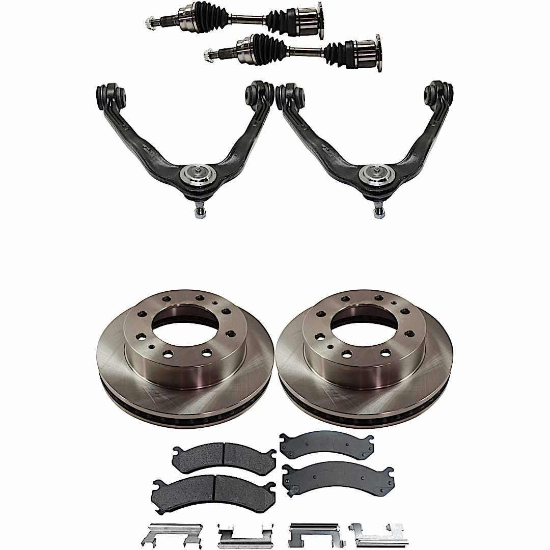 kit-060222-018_1.jpg TrueDrive 8-Piece Kit Front, Driver and Passenger Side Axle Assembly with Brake Discs, Brake Pad Set, and Control Arms, All Wheel Drive, with 7,300 lbs. GVW - Image 1