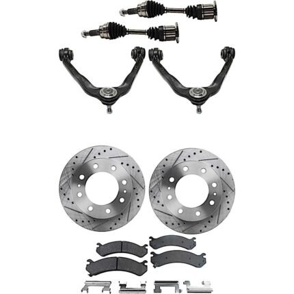 TrueDrive 8-Piece Kit Front, Driver and Passenger Side Axle Assembly, All Wheel Drive, Includes Brake Discs, Brake Pad Sets, and Control Arms
