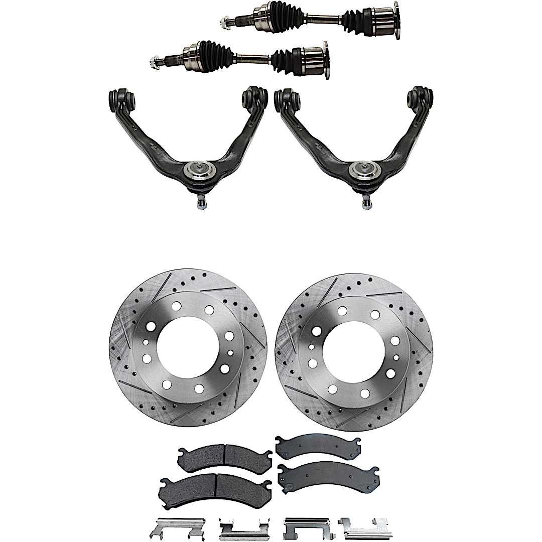 kit-060222-039_1.jpg TrueDrive 8-Piece Kit Front, Driver and Passenger Side Axle Assembly, All Wheel Drive, Includes Brake Discs, Brake Pad Sets, and Control Arms - Image 1