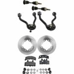 TrueDrive 8-Piece Kit Front, Driver and Passenger Side Axle Assembly with Brake Discs, Brake Pad Set, and Control Arms, with 7,200 lbs. GVW