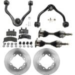 TrueDrive 8-Piece Kit Front, Driver and Passenger Side Axle Assembly with Brake Discs, Brake Pad Set, and Control Arms, 4WD