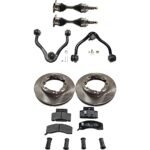 TrueDrive 8-Piece Kit Front, Driver and Passenger Side Axle Assembly with Brake Discs, Brake Pad Set, and Control Arms, For Models with Dual Rear Wheels
