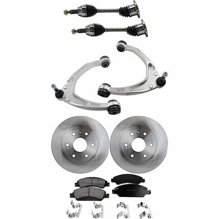 TrueDrive 8-Piece Kit Front, Driver and Passenger Side Axle Assembly, 4WD, Aluminum Arm, includes Brake Discs, Brake Pad Sets, and Control Arms