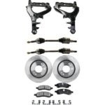 TrueDrive 7-Piece Kit Front, Driver and Passenger Side, Lower Control Arm with Axle Assemblies, Brake Discs, and Brake Pad Set