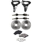 TrueDrive 7-Piece Kit Front, Driver and Passenger Side, Lower Control Arm with Axle Assemblies, Brake Discs, and Brake Pad Set, All Wheel Drive/Four Wheel Drive