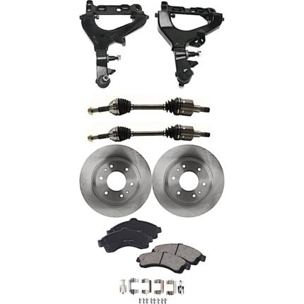 TrueDrive 7-Piece Kit Front, Driver and Passenger Side, Lower Control Arm with Axle Assemblies, Brake Discs, and Brake Pad Set, All Wheel Drive/Four Wheel Drive