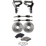 TrueDrive 7-Piece Kit Front, Driver and Passenger Side, Lower Control Arm with Axle Assemblies, Brake Discs, and Brake Pad Set