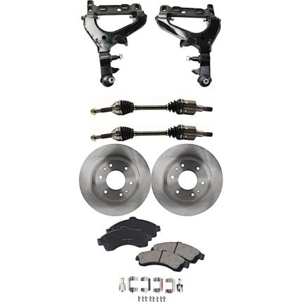 TrueDrive 7-Piece Kit Front, Driver and Passenger Side, Lower Control Arm with Axle Assemblies, Brake Discs, and Brake Pad Set