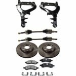 TrueDrive 7-Piece Kit Front, Driver and Passenger Side, Lower Control Arm with Axle Assemblies, Brake Discs, and Brake Pad Set