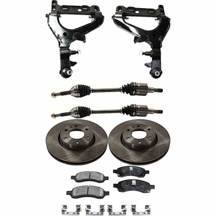 TrueDrive 7-Piece Kit Front, Driver and Passenger Side, Lower Control Arm with Axle Assemblies, Brake Discs, and Brake Pad Set