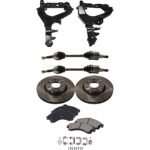 TrueDrive 7-Piece Kit Front, Driver and Passenger Side, Lower Control Arm with Axle Assemblies, Brake Discs, and Brake Pad Set, Four Wheel Drive