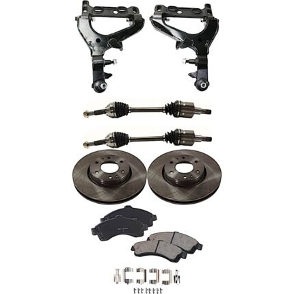 TrueDrive 7-Piece Kit Front, Driver and Passenger Side, Lower Control Arm with Axle Assemblies, Brake Discs, and Brake Pad Set