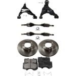TrueDrive 7-Piece Kit Front, Driver and Passenger Side, Lower Control Arm, 4WD, Includes (2) Axle Assembly, (2) Brake Disc, (1) Brake Pad Set, and (2) Control Arm