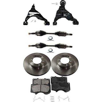 TrueDrive 7-Piece Kit Front, Driver and Passenger Side, Lower Control Arm, 4WD, Includes (2) Axle Assembly, (2) Brake Disc, (1) Brake Pad Set, and (2) Control Arm