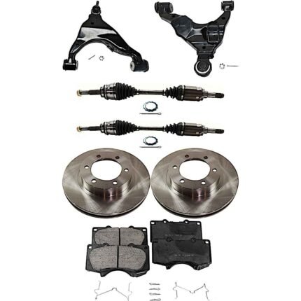TrueDrive 8-Piece Kit Front, Driver and Passenger Side, Lower Control Arm, 6 Lugs, 12.56 in.Disc Diameter, 4WD, Includes (2) Axle Assembly, (2) Brake Disc, (1) Brake Pad Set, and (2) Control Arm
