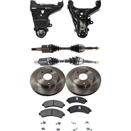 TrueDrive 7-Piece Kit Front, Driver and Passenger Side, Lower Control Arm, AWD/4WD, Includes (2) Axle Assembly, (2) Brake Disc, (1) Brake Pad Set, and (2) Control Arm