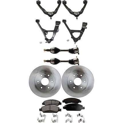 TrueDrive 9-Piece Kit Front, Driver and Passenger Side, Upper and Lower Control Arm, includes Axle Assemblies, Brake Discs, and Brake Pad Set