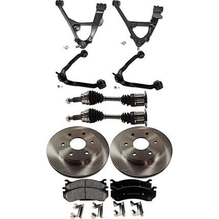 TrueDrive 9-Piece Kit Front, Driver and Passenger Side, Upper and Lower Control Arm, All Wheel Drive, With Front Torsion Bar Spring, R Series, includes Axle Assembly, Brake Discs, and Brake Pad Set