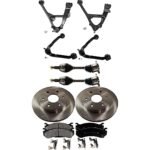 TrueDrive 10-Piece Kit Front, Driver and Passenger Side, Upper and Lower Control Arm, Includes (2) Axle Assembly, (2) Brake Disc, (1) Brake Pad Set, and (4) Control Arm