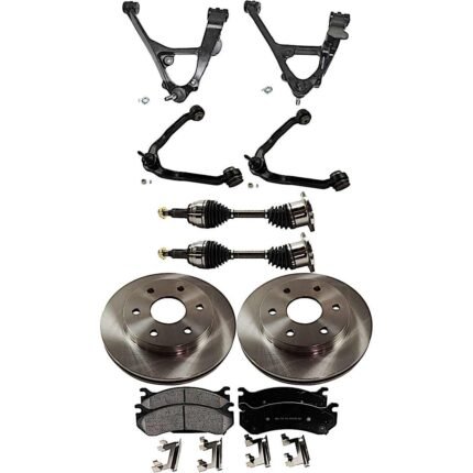 TrueDrive 10-Piece Kit Front, Driver and Passenger Side, Upper and Lower Control Arm, Includes (2) Axle Assembly, (2) Brake Disc, (1) Brake Pad Set, and (4) Control Arm