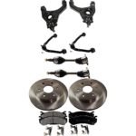 TrueDrive 10-Piece Kit Front, Driver and Passenger Side, Upper and Lower Control Arm, RWD, R Series, Includes (2) Axle Assembly, (2) Brake Disc, (1) Brake Pad Set, and (4) Control Arm