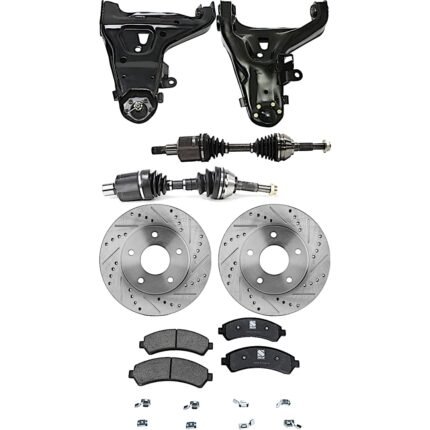 TrueDrive 7-Piece Kit Front, Driver and Passenger Side, Lower Control Arm, Includes (2) Axle Assembly, (2) Brake Disc, (1) Brake Pad Set, and (2) Control Arm