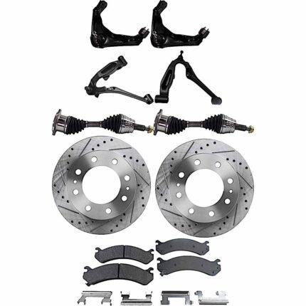 TrueDrive 9-Piece Kit Front, Driver and Passenger Side, Upper and Lower Control Arm, 4WD, includes Axle Assembly, Brake Discs, and Brake Pad Set, with Front Torsion Bar Springs