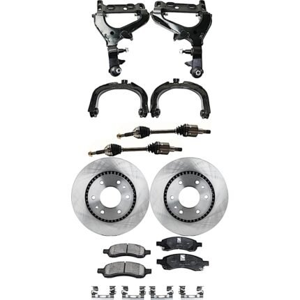 TrueDrive 9-Piece Kit Front, Driver and Passenger Side, Upper and Lower Control Arm with Axle Assemblies, Brake Discs, and Brake Pad Set