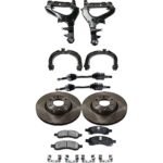 TrueDrive 9-Piece Kit Front, Driver and Passenger Side, Upper and Lower Control Arm with Axle Assemblies, Brake Discs, and Brake Pad Set
