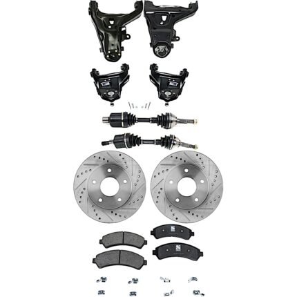 TrueDrive 9-Piece Kit Front, Driver and Passenger Side, Upper and Lower Control Arm, All Wheel Drive/Four Wheel Drive, includes Axle Assembly, Brake Disc, and Brake Pad Set