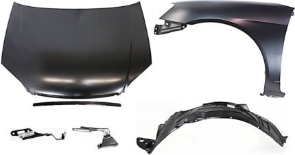 Replacement 6-Piece Kit Factory Style Hood, Coupe, Steel, Primed, Includes (1) Fender, (1) Fender Liner, (1) Hood, (2) Hood Hinge, and (1) Hood Molding