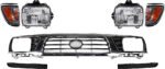 Replacement 7-Piece Kit Grille Chrome Shell with Painted Black Insert, Four Wheel Drive, Includes (2) Corner Light, (1) Grille, (2) Headlight, and (2) Headlight Filler
