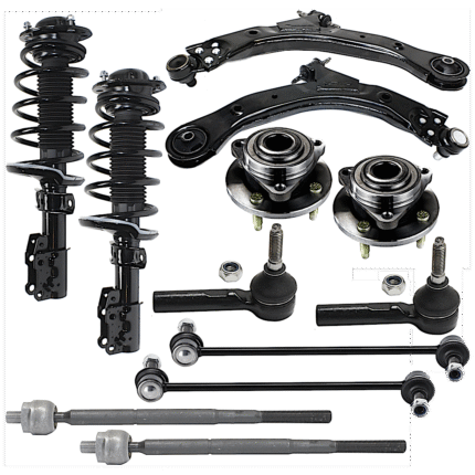 TrueDrive 12-Piece Kit Fully Loaded Strut Includes Control Arm, Sway Bar Link, Tie Rod End, and Wheel Hub