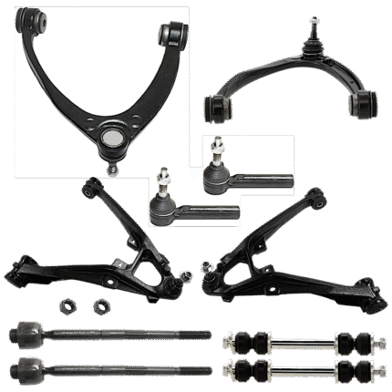 TrueDrive 10-Piece Kit Front, Driver and Passenger Side, Lower or Front, Upper Control Arms with Sway Bar Links and Tie Rod Ends