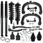 TrueDrive 16-Piece Kit Front and Rear, Driver and Passenger Side Shock and Fully Loaded Strut Includes Ball Joints, Control Arms, Sway Bar Links, and Tie Rod Ends