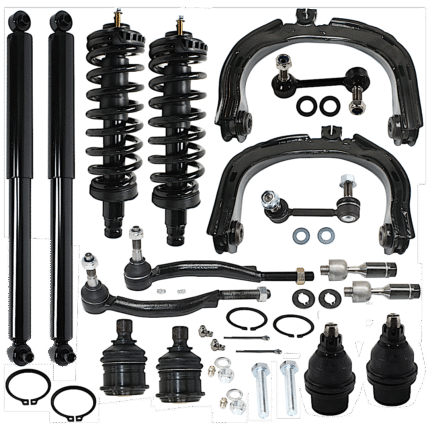 TrueDrive 16-Piece Kit Front and Rear, Driver and Passenger Side Shock and Fully Loaded Strut Includes Ball Joints, Control Arms, Sway Bar Links, and Tie Rod Ends