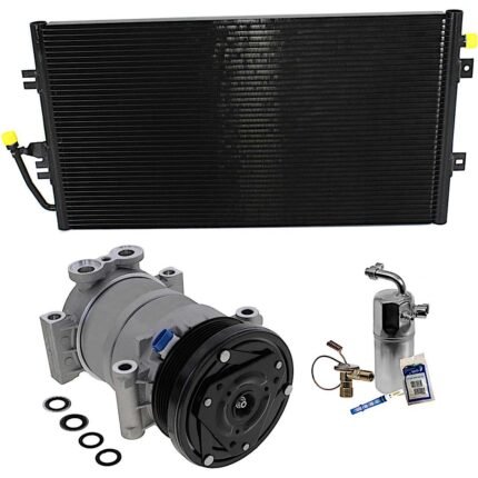 DriveMotive 3-Piece Kit A/C Compressor, 6-Groove Pulley, includes A/C Condenser, and A/C Service Kit (A/C Accumulator, A/C Expansion Valve, A/C Orifice Tube, and A/C O-Ring and Gasket Seal Kit)