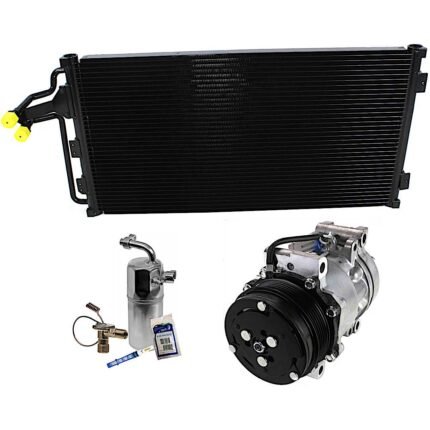 DriveMotive 3-Piece Kit A/C Compressor with A/C Condenser, and A/C Service Kit (A/C Accumulator, A/C Orifice Tube, and A/C O-Ring and Gasket Seal Kit), 6-Groove Pulley